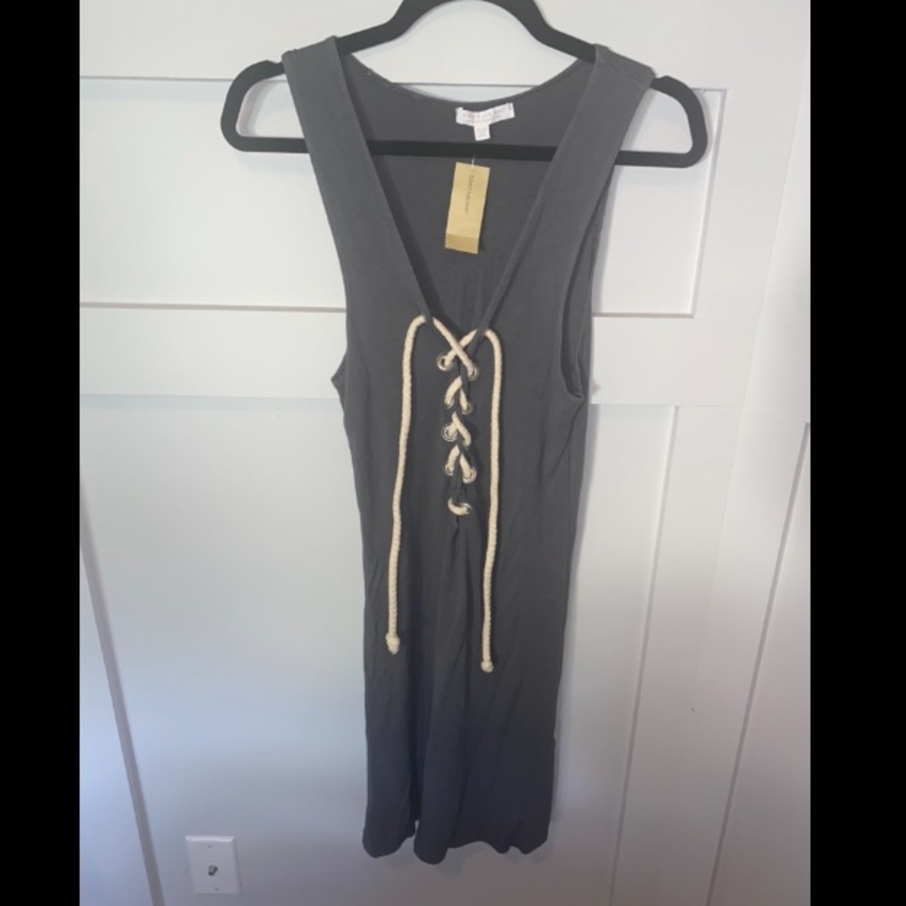 Urban Outfitters Don’t Ask Why Lace-Up Rope Front Dress | Gray OS NWT